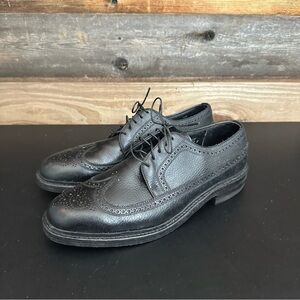 Sears Vintage Easy Flex Mens Brogue Wingtip Shoes Black Made In USA Size 9.5 D